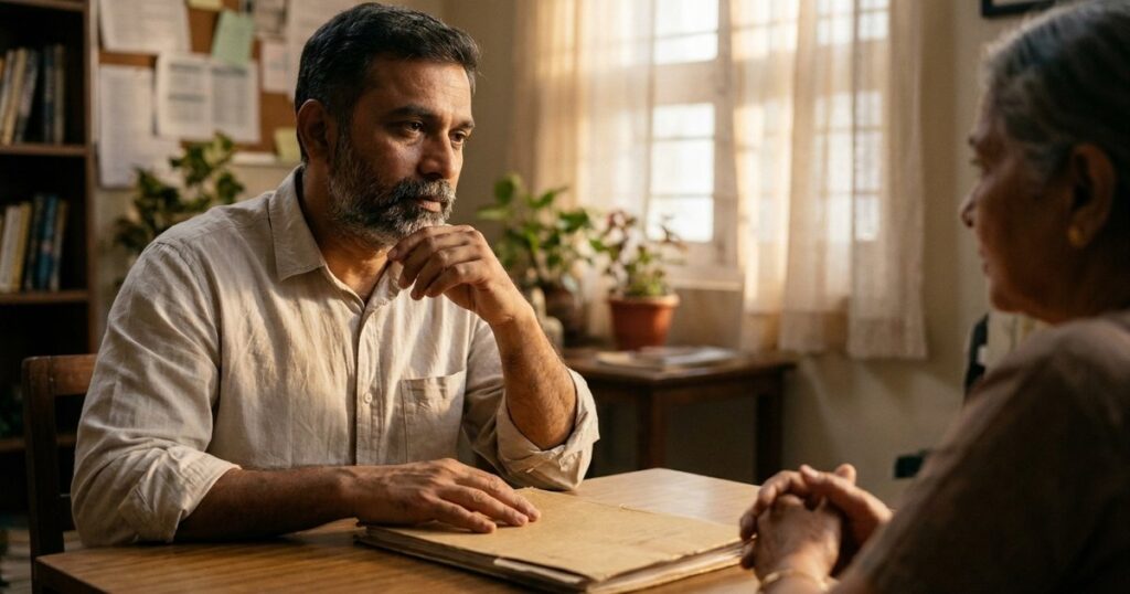 Indian founder weighing a startup decision with family, reflecting on making luck through smarter risks.