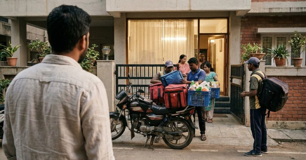Indian delivery startup team tests a shift from restaurant orders to grocery delivery during a crisis